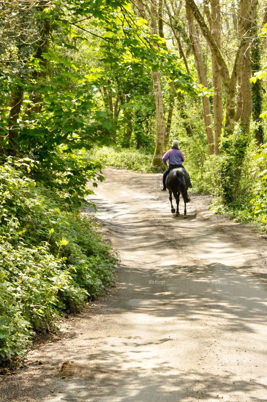 Riding on a trail