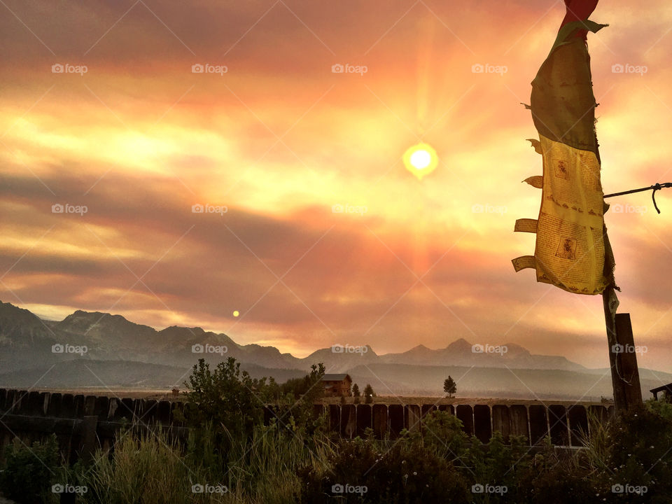 Scenics view of sawtooth mountains at sunset