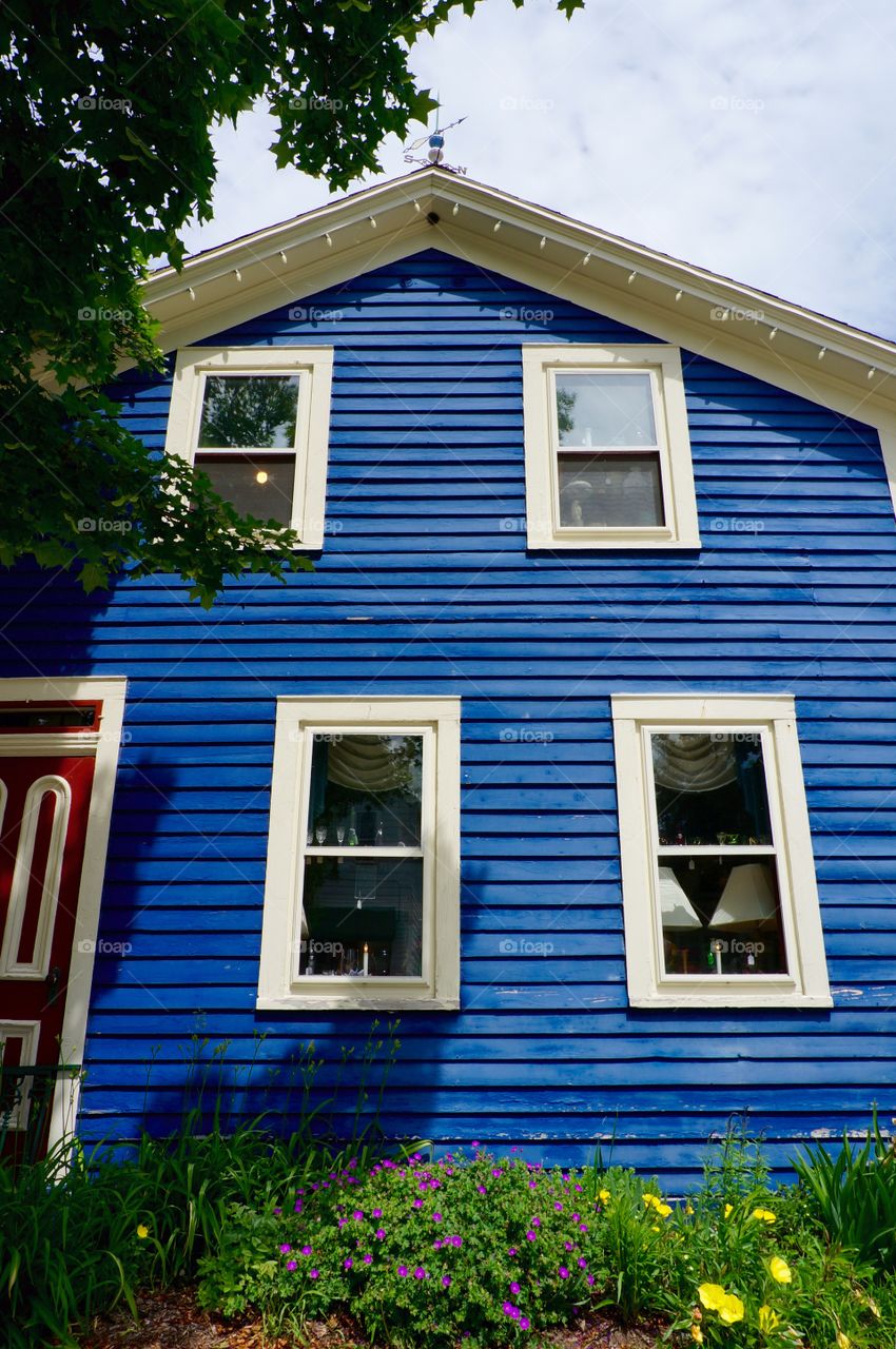 Exteriors. Blue House Red Door