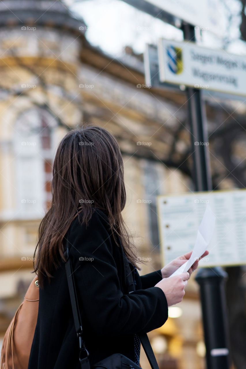 Woman tourist in city