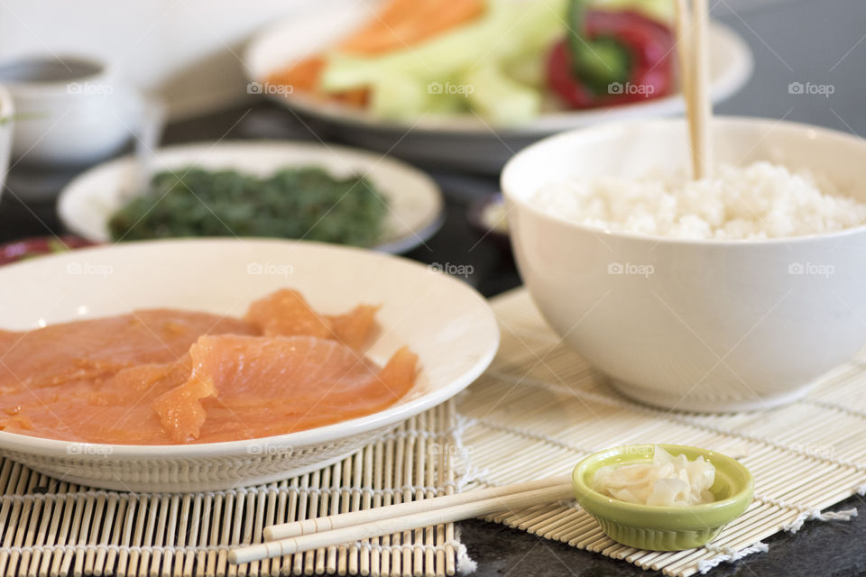 Close-up of delicious Japanese food