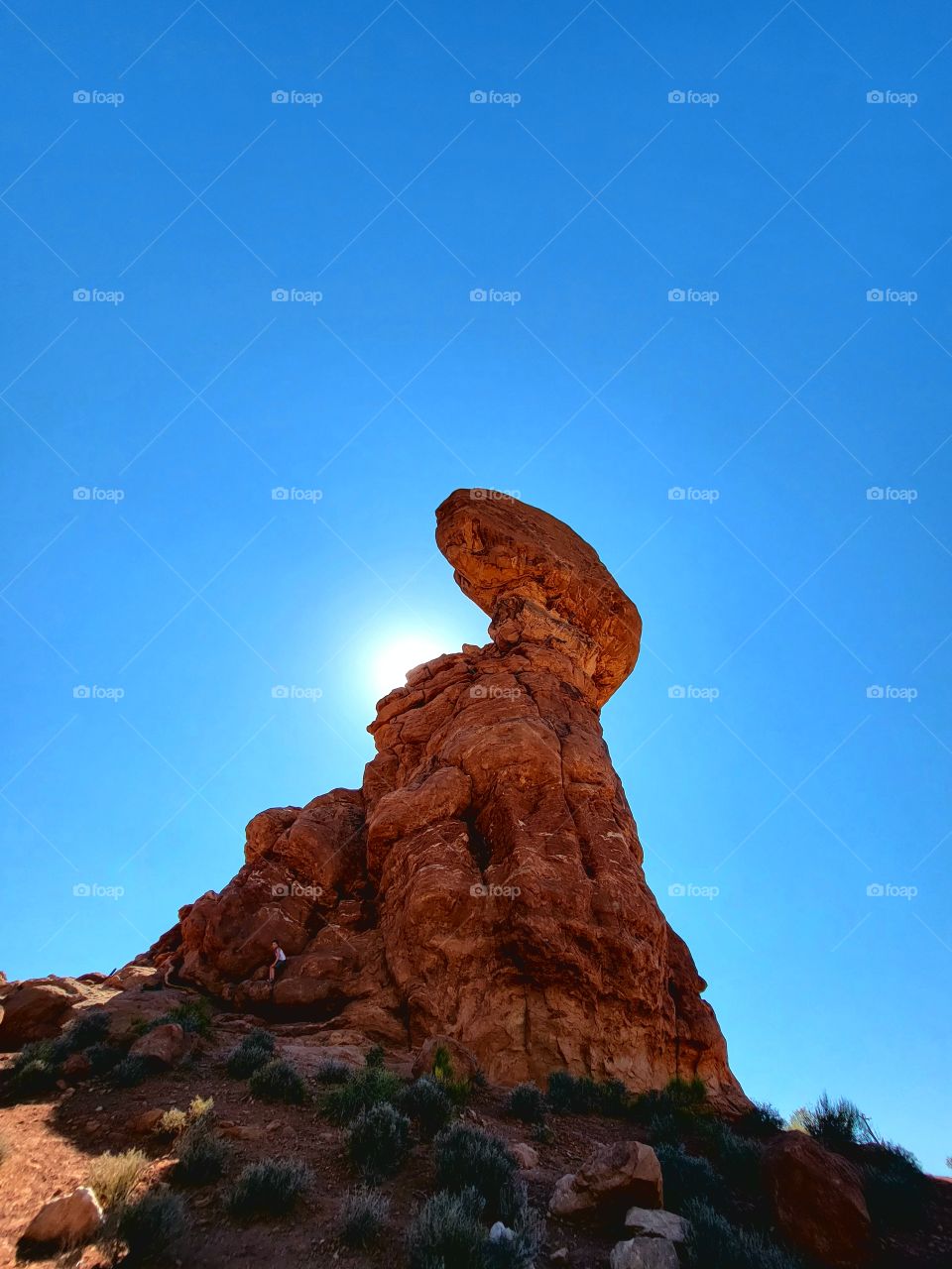 Balance Rock over sun