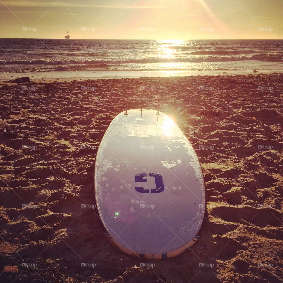Surf. Sunset at Sands Beach in Goleta, CA