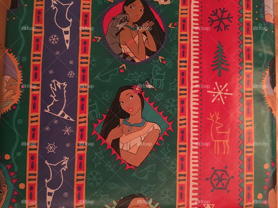 Vintage Pocahontas wrapping paper.