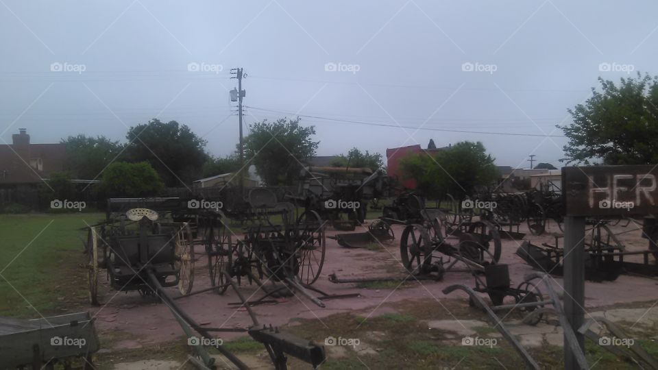 farm eguipment graveyard. these are implements used for farming in Crowel Texas