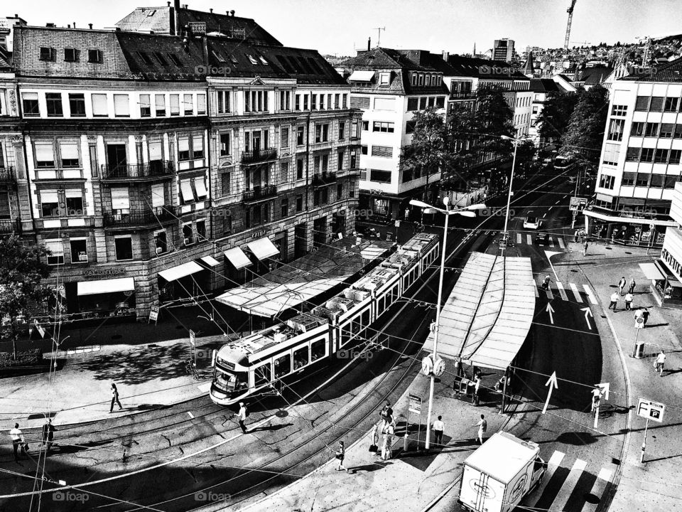 View of railroad track in Zurich, Switzerland