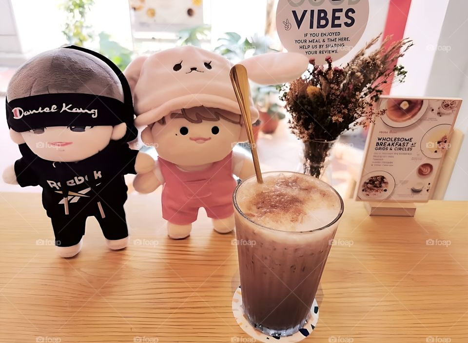 coffee and the cute doll