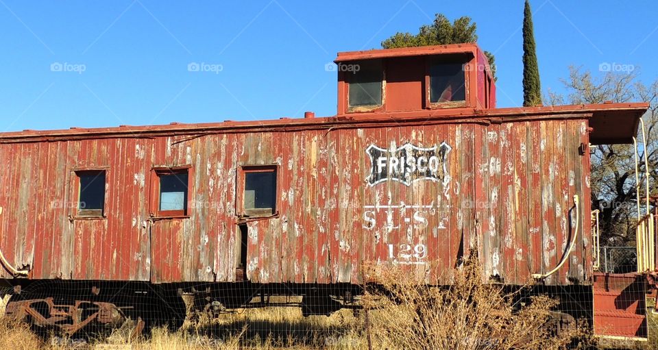 Train gone by. Red old train 