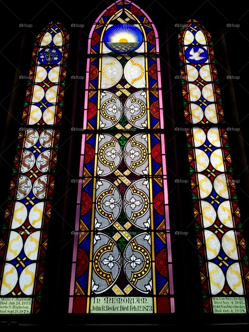 Stained glass in church on Mackinac Island