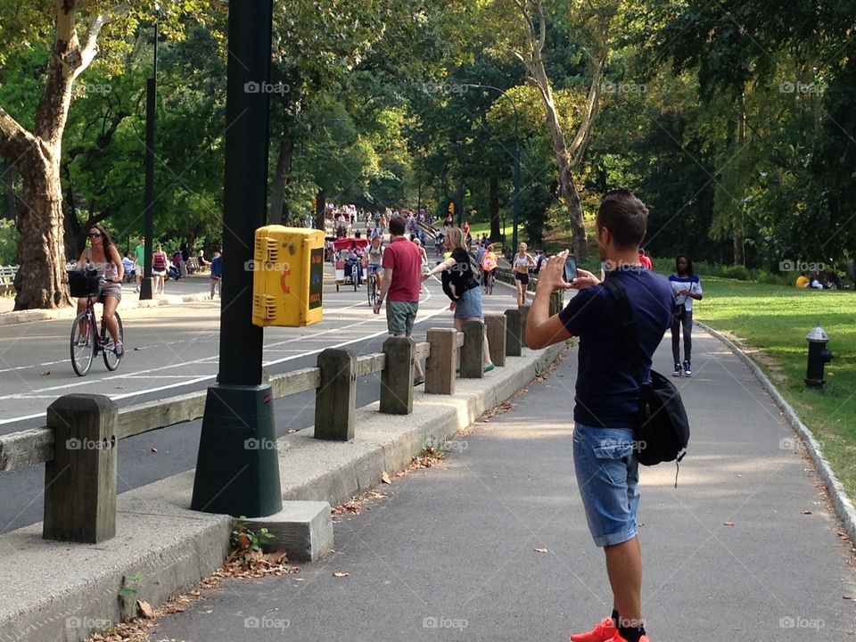 Taking a picture . Taking a picture in the Road in CENTRAL PARK 