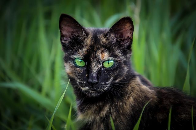 Street cat in grass