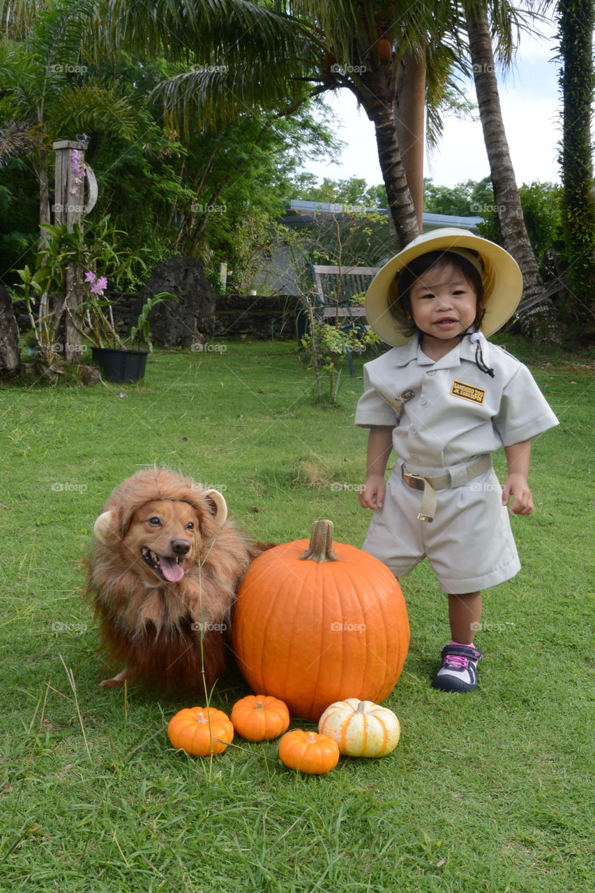 A baby and her lion 