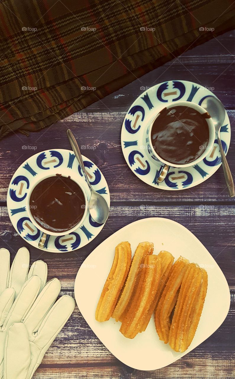 Chocolate and churros for two