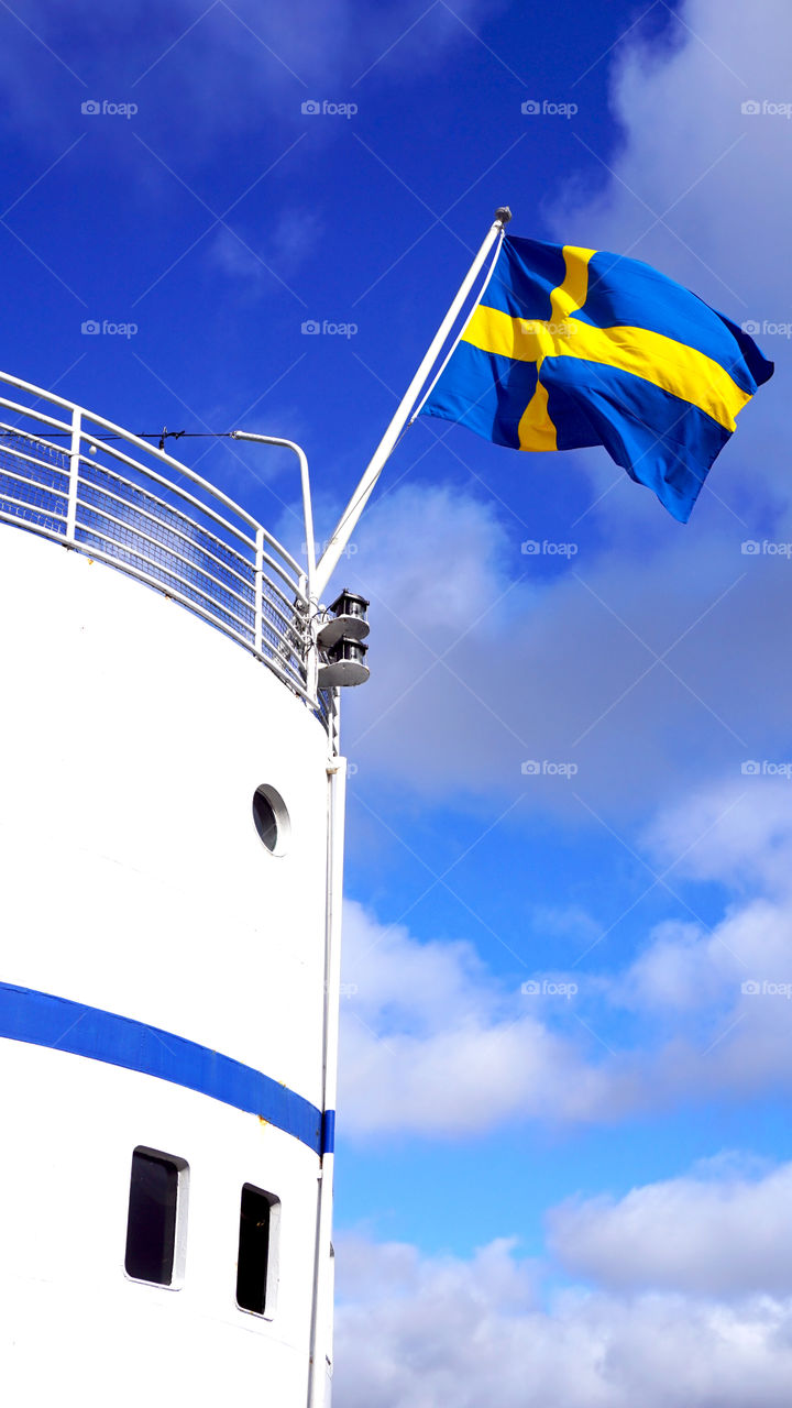 Ship and sweden flag
