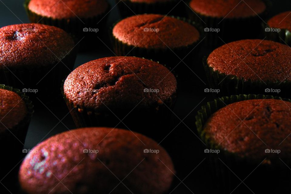 freshly baked red velvet cupcakes