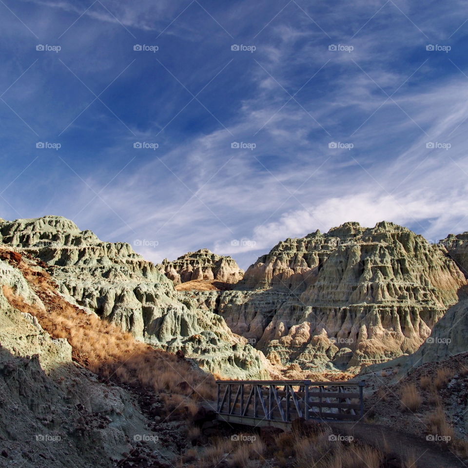 Fall colors enhance the natural unique colors of John Day Fossil Beds in Oregon. 