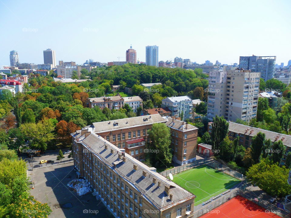 football stadium in the courtyard of the Kiev school