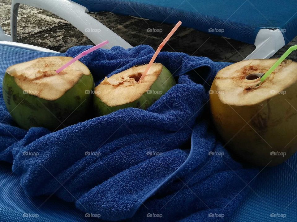 Refreshing coconut drinks in Cuba
