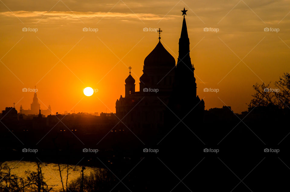 Sunset in Moscow, Russia