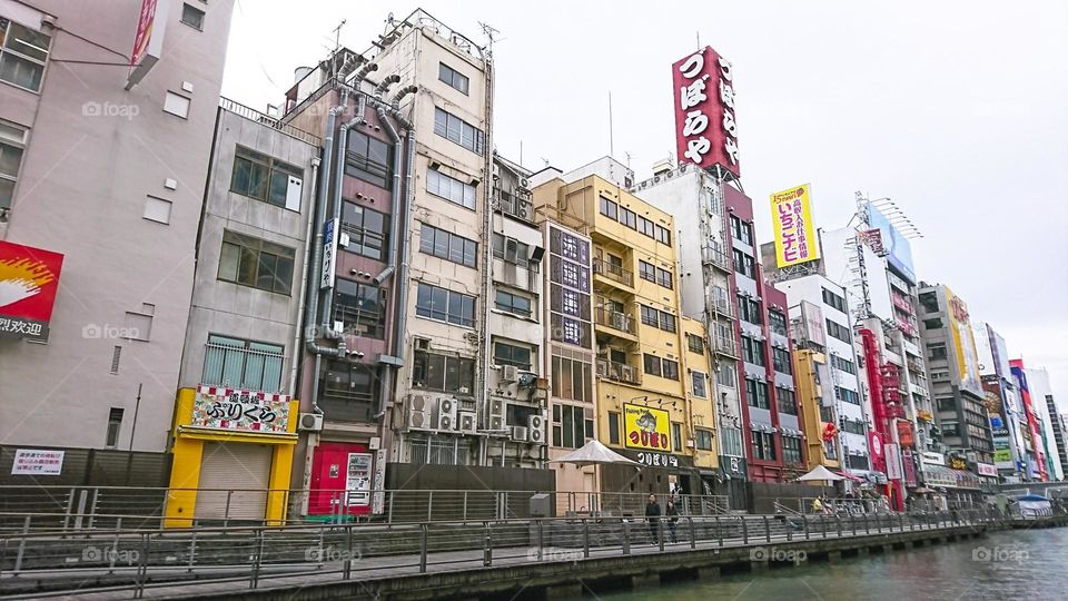 This is river and builds in Dotonbori.