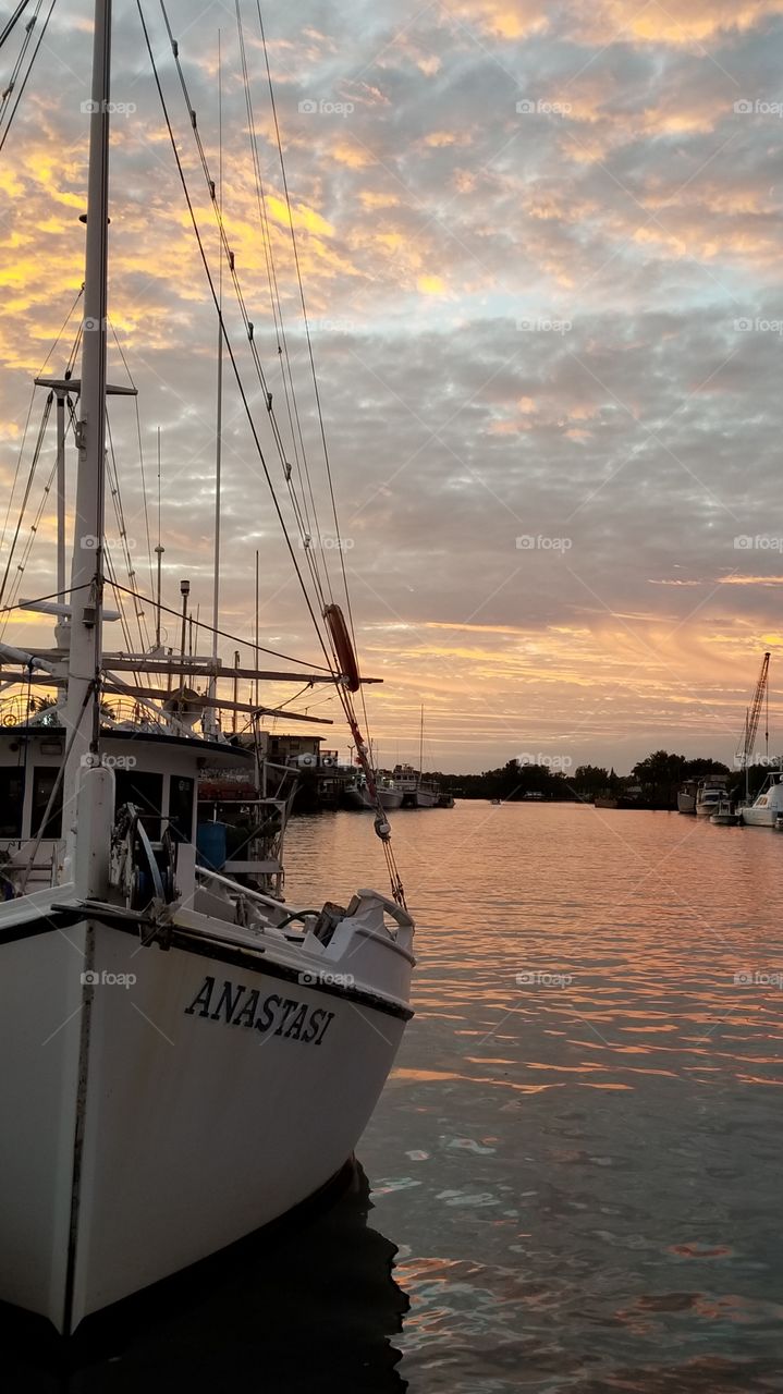 Sunset at Tarpon Springs Florida, sponge docks