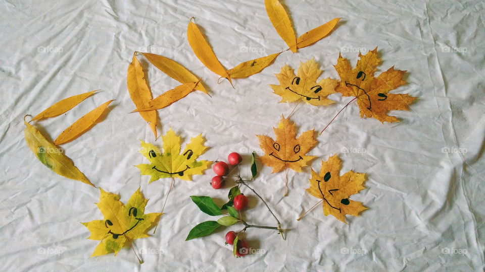 autumn, leaves, October, September, background, smile, smile, yellow, sign