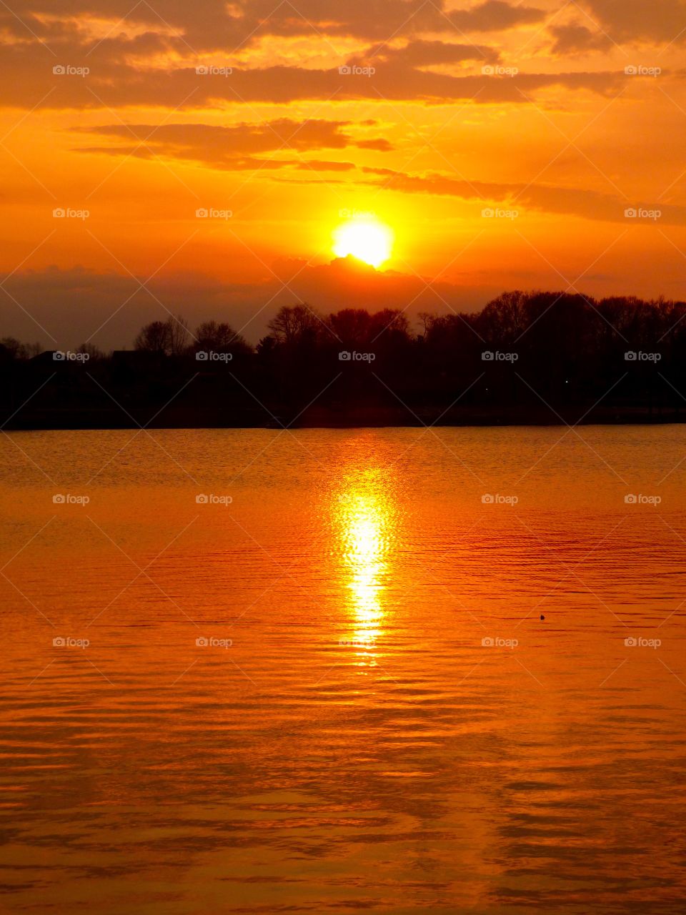 Sunset on the lake in Indiana 