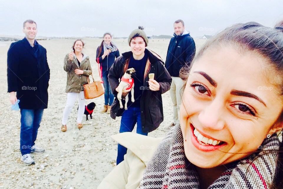 English weather beach days with ice cream, pugs and friends 