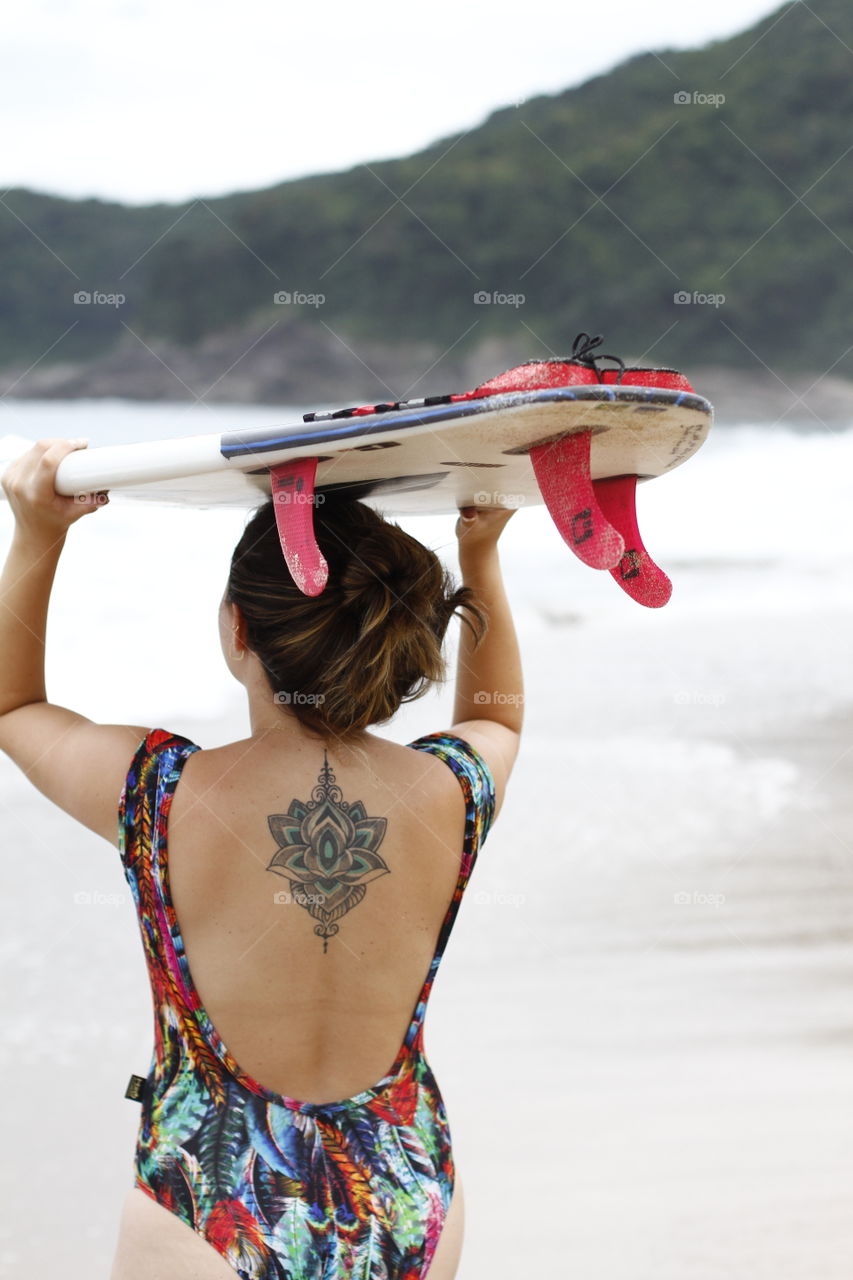 girl with a surfboard