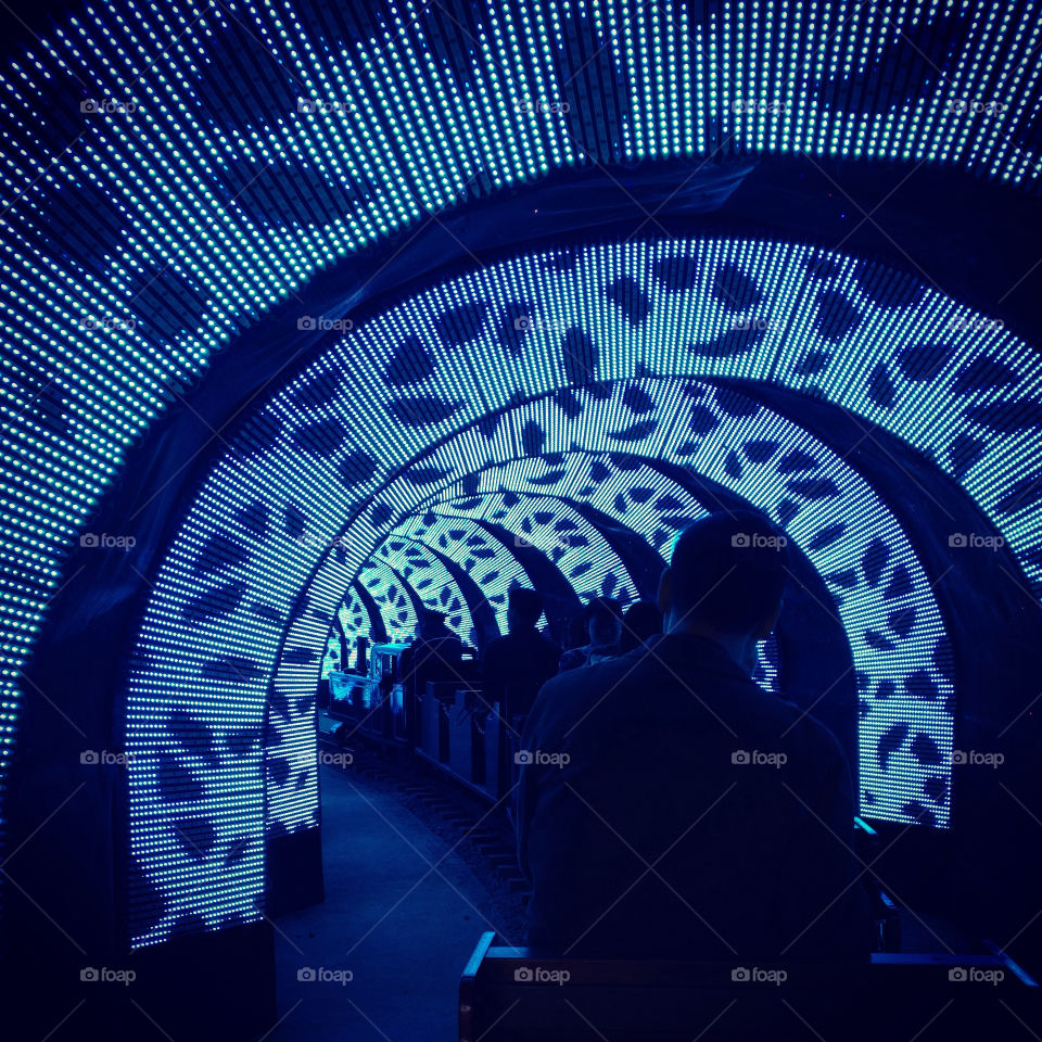 Lighted tunnel ride