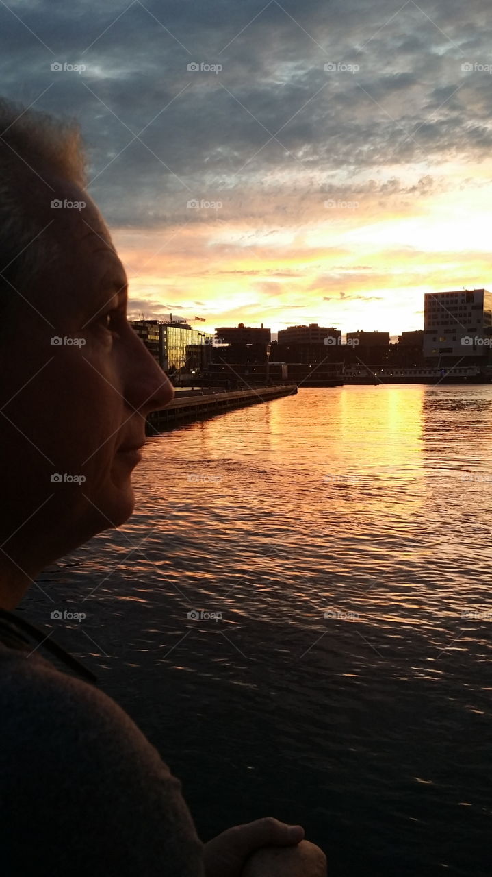 watching sunset in Amsterdam