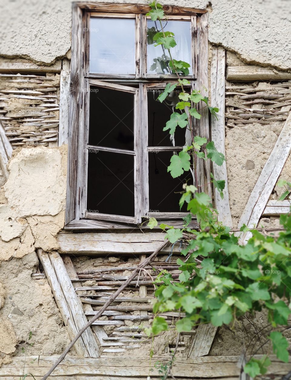 Old window of a ruin house