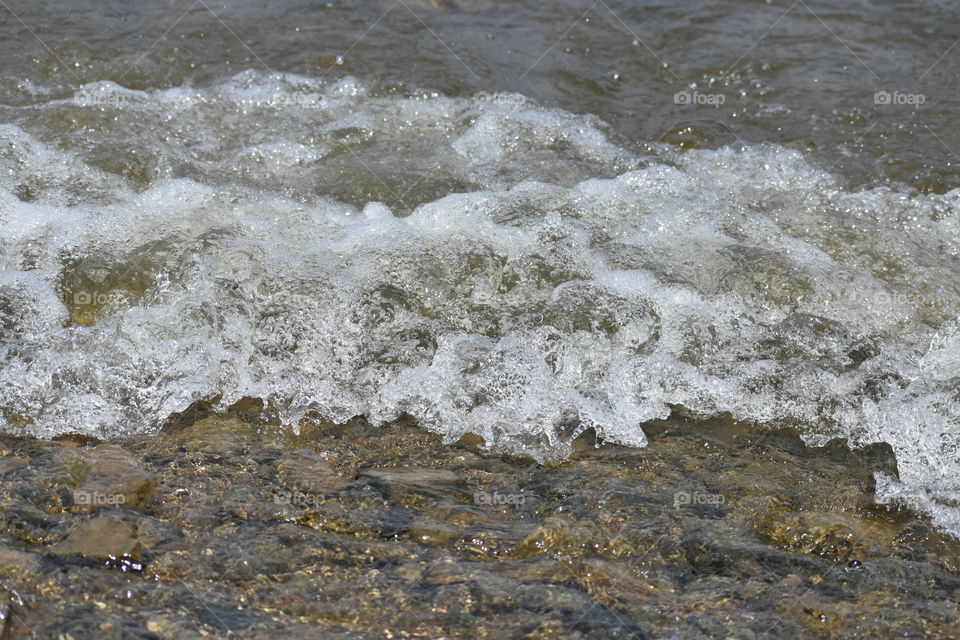 rushing waves at the lake