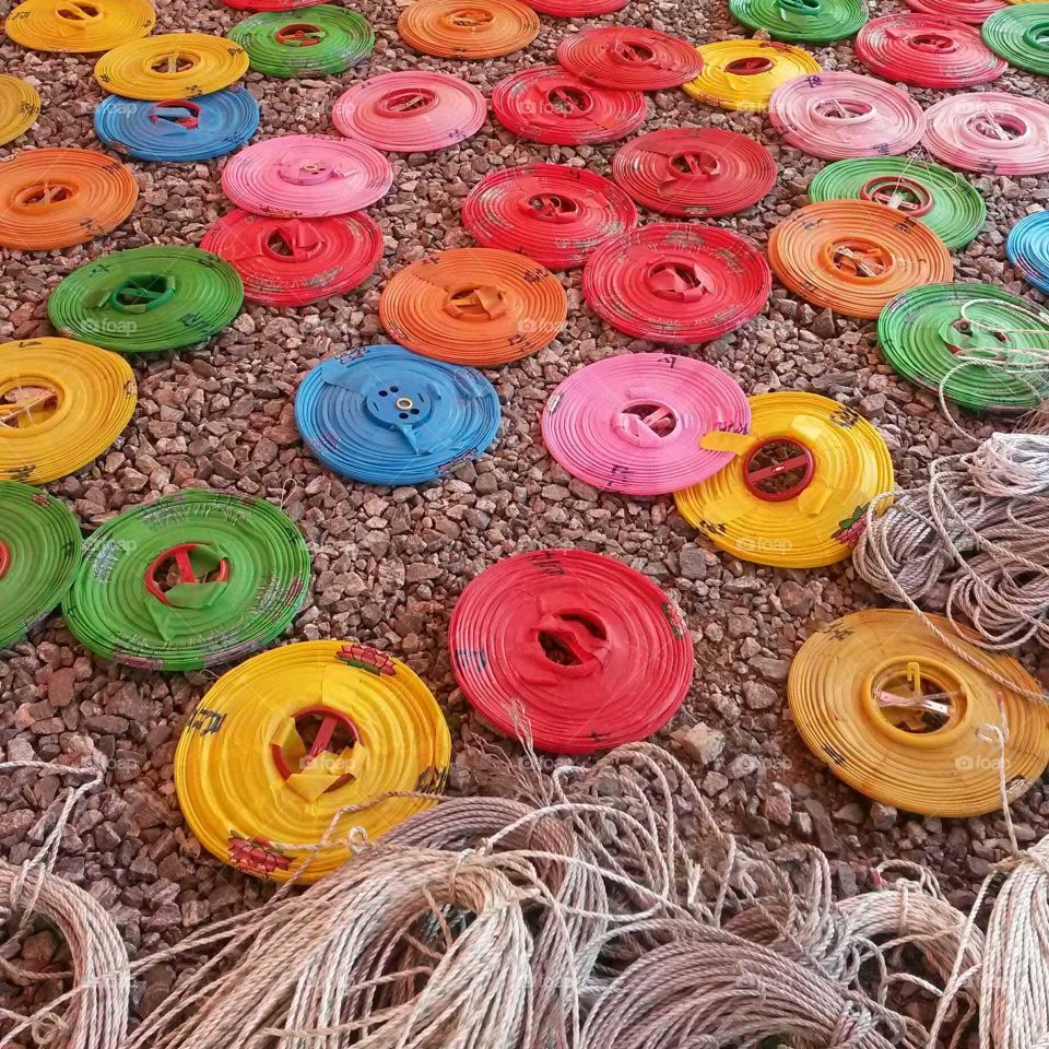 Multi-colored paper lanterns