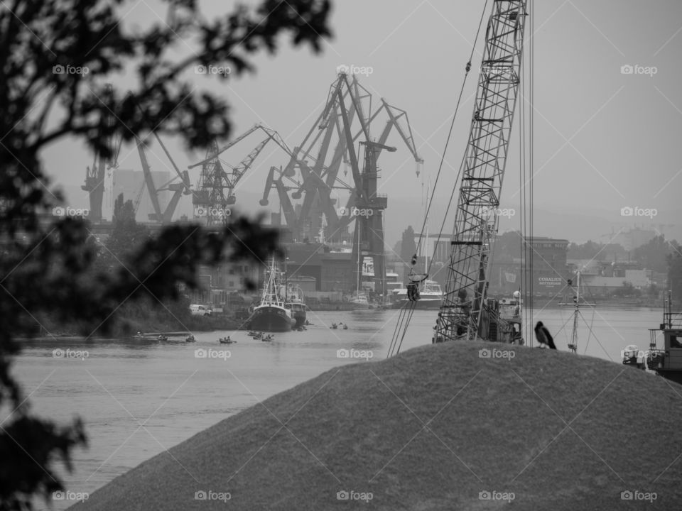 Foggy mornings in shipyard