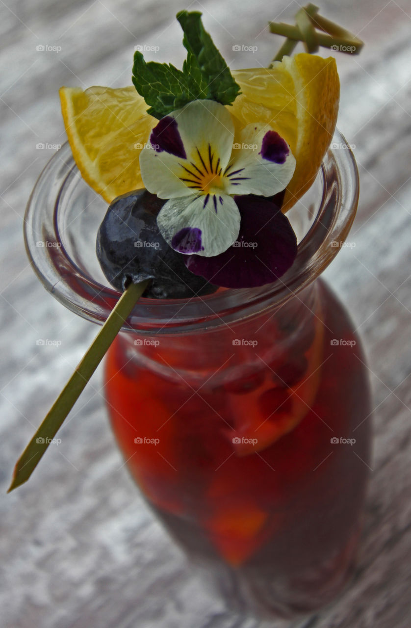 Cranberry lemonade with flower