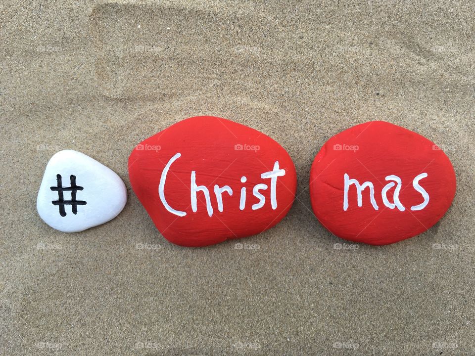 Hashtag Christmas on stones 
