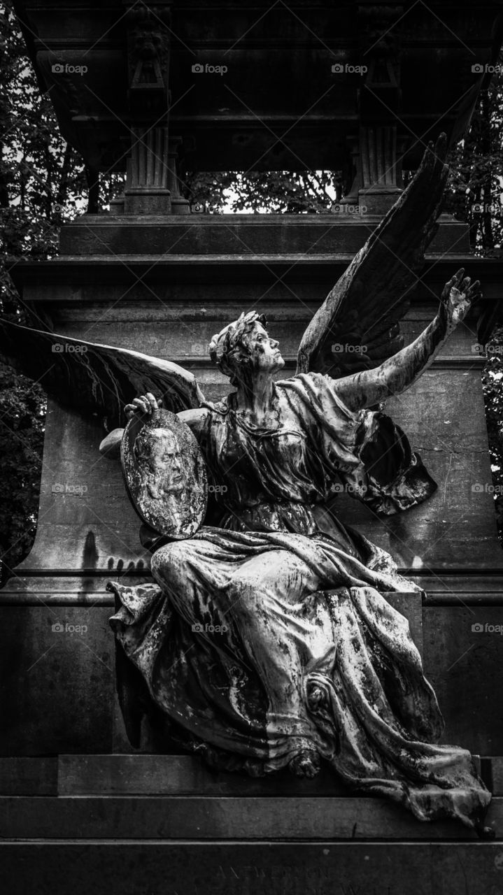 Dramatic sculpture on a cemetery