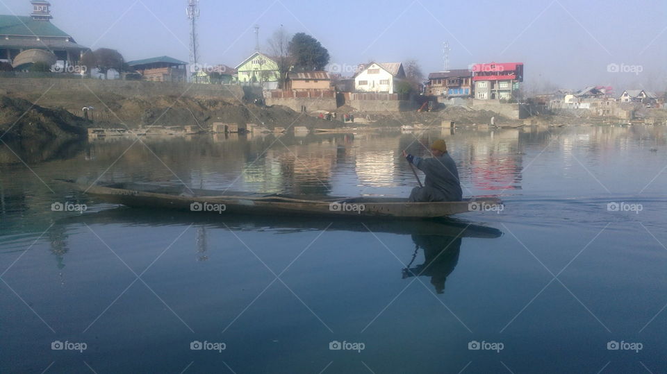 Water, River, Reflection, Watercraft, People