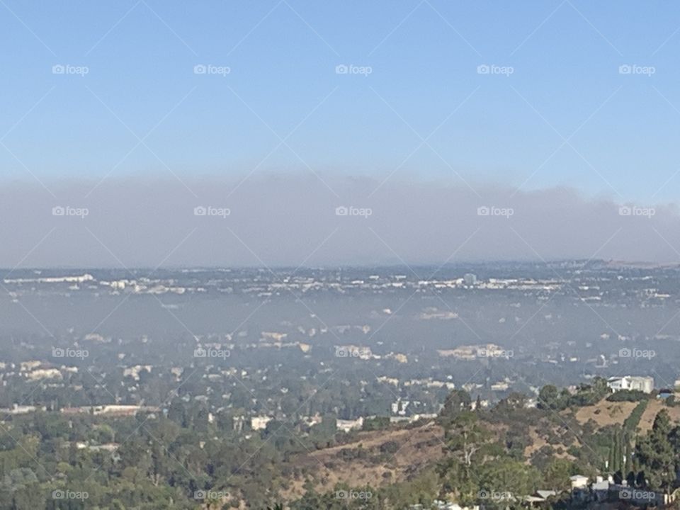 Smoke from wildfire in distance 