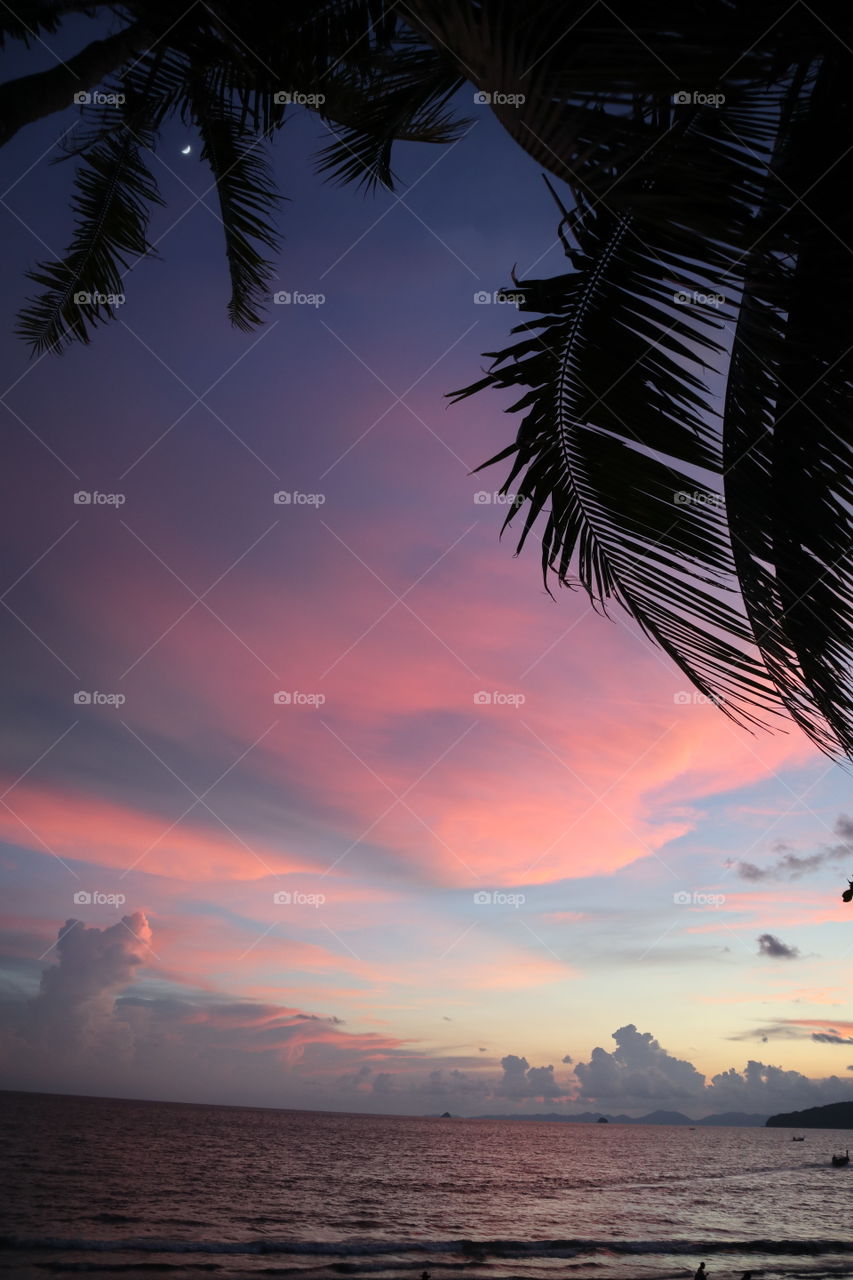 The sunset on the beach 