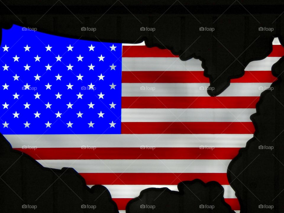 American Flag Foap Mission - Red, White and Blue map of the United States depicting the pride, joy and patriotism throughout