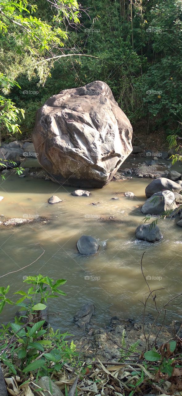 The big rock in the middle of the river