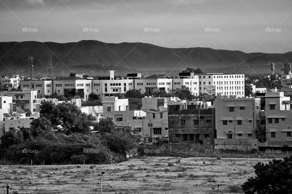 Wide land - buildings in row