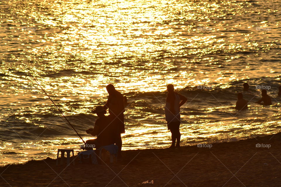 Fishing in the sunset