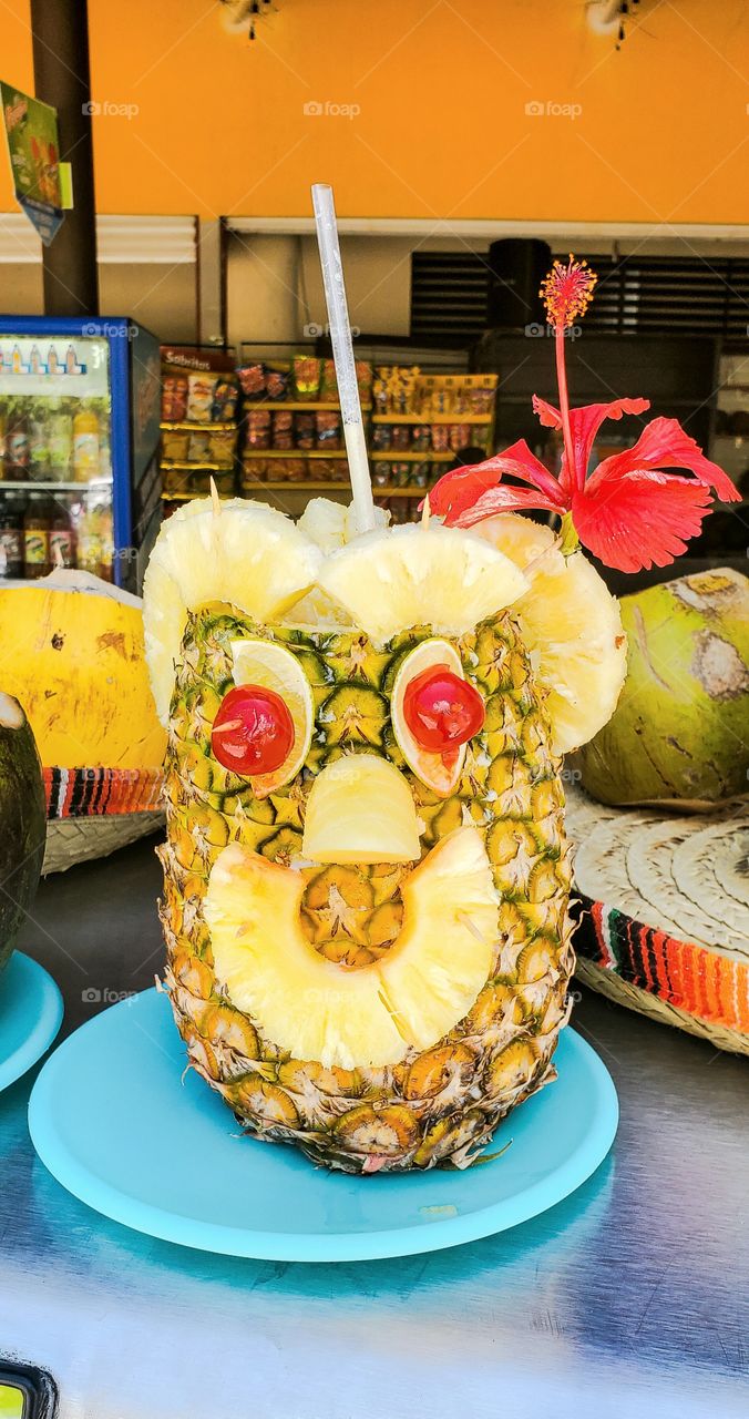 Drink in a pineapple