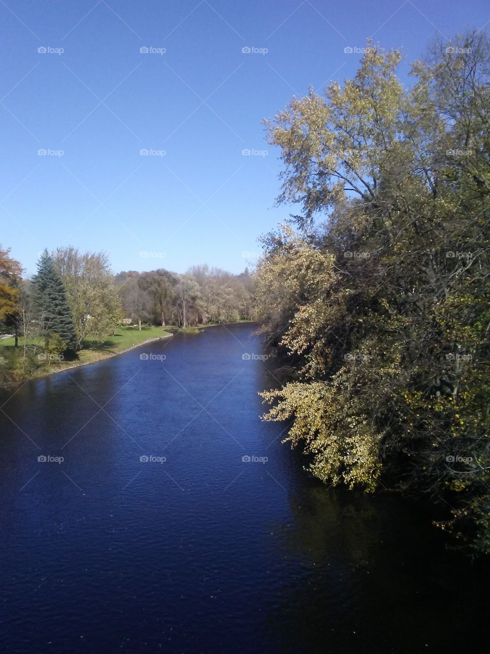 The Milwaukee River near the Eisenbahn State Trail in West Bend, Wisconsin.