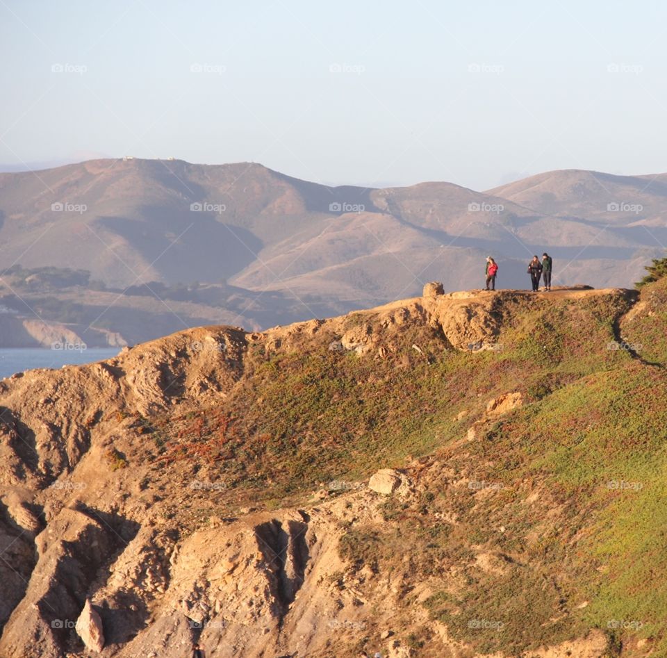 Tourists in the mountain landscape 