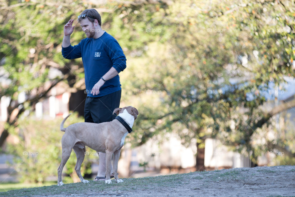 Man with dog in the park 