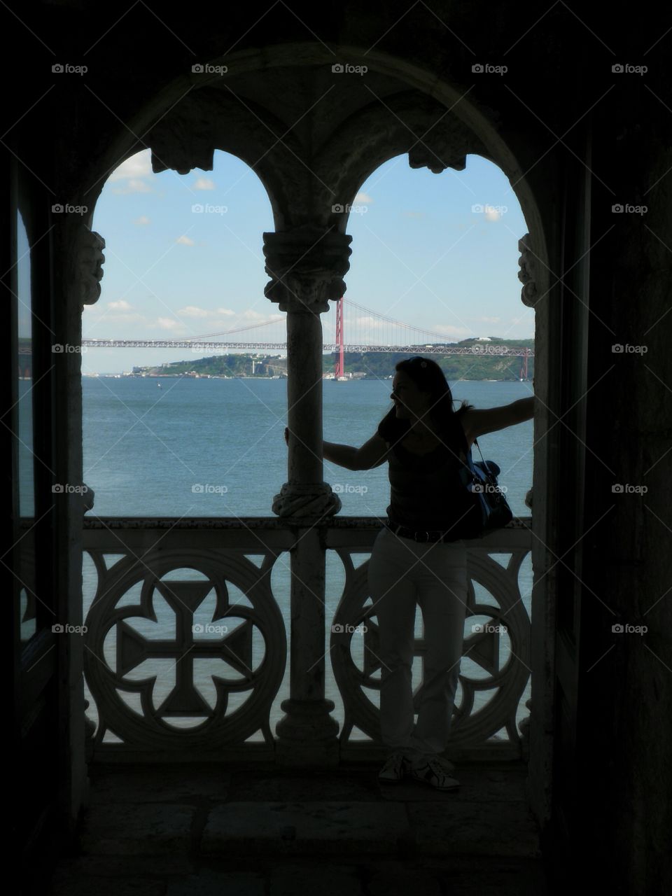 Window at Belém Tower, Lisbon, Portugal.